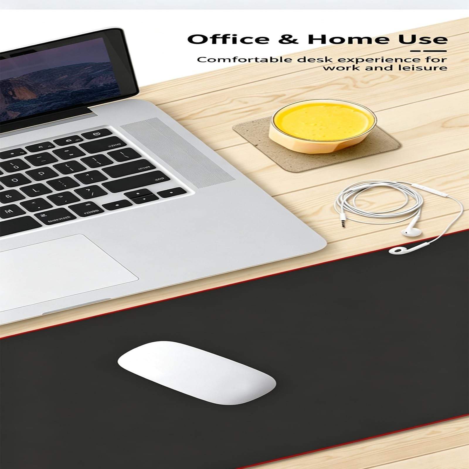 Tappetino mouse gaming grande XXL con bordi cuciti | Impermeabile antiscivolo tappetino scrivania for PC ufficio e gioco(Red,500*1000‑2mm)