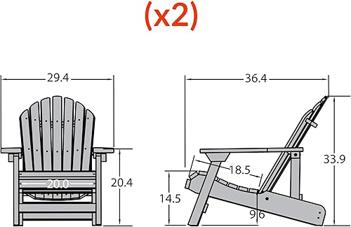 Miniatura 3 de Highwood Hamilton - Sillas Adirondack plegables y reclinables, juego de 2 piezas, bellota desgastada