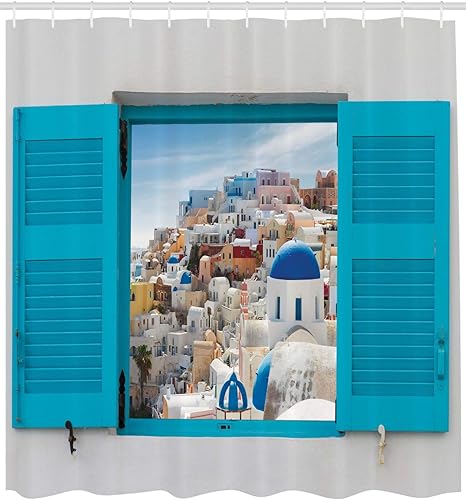 Miniatura 2 de Ambesonne Home Decor Collection set de cortina de baño con ganchos.