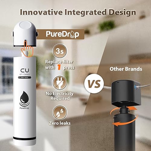 Miniatura 3 de PDR-16KCU - Filtro de agua para debajo del fregadero, ultra filtración de 0.01 m, sistema de filtración compuesto debajo del fregadero, reduce el