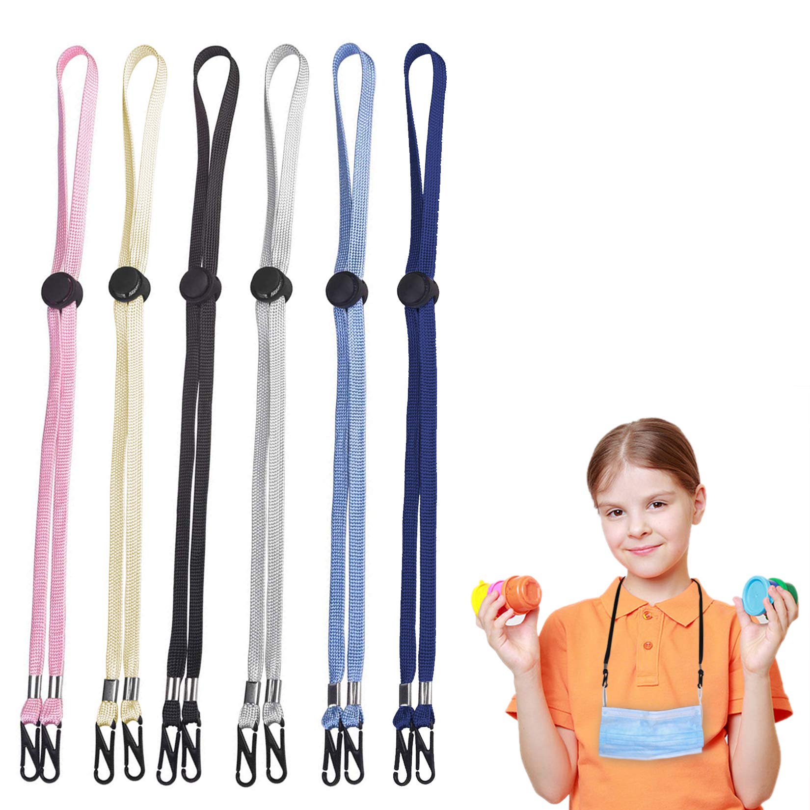 6 Pack Face Mask Holder Adjustable Mask Lanyard/Mask Neck Strap/Mask Chain Suitable for Kids Adults Senior Fits Any Face Cover Leash