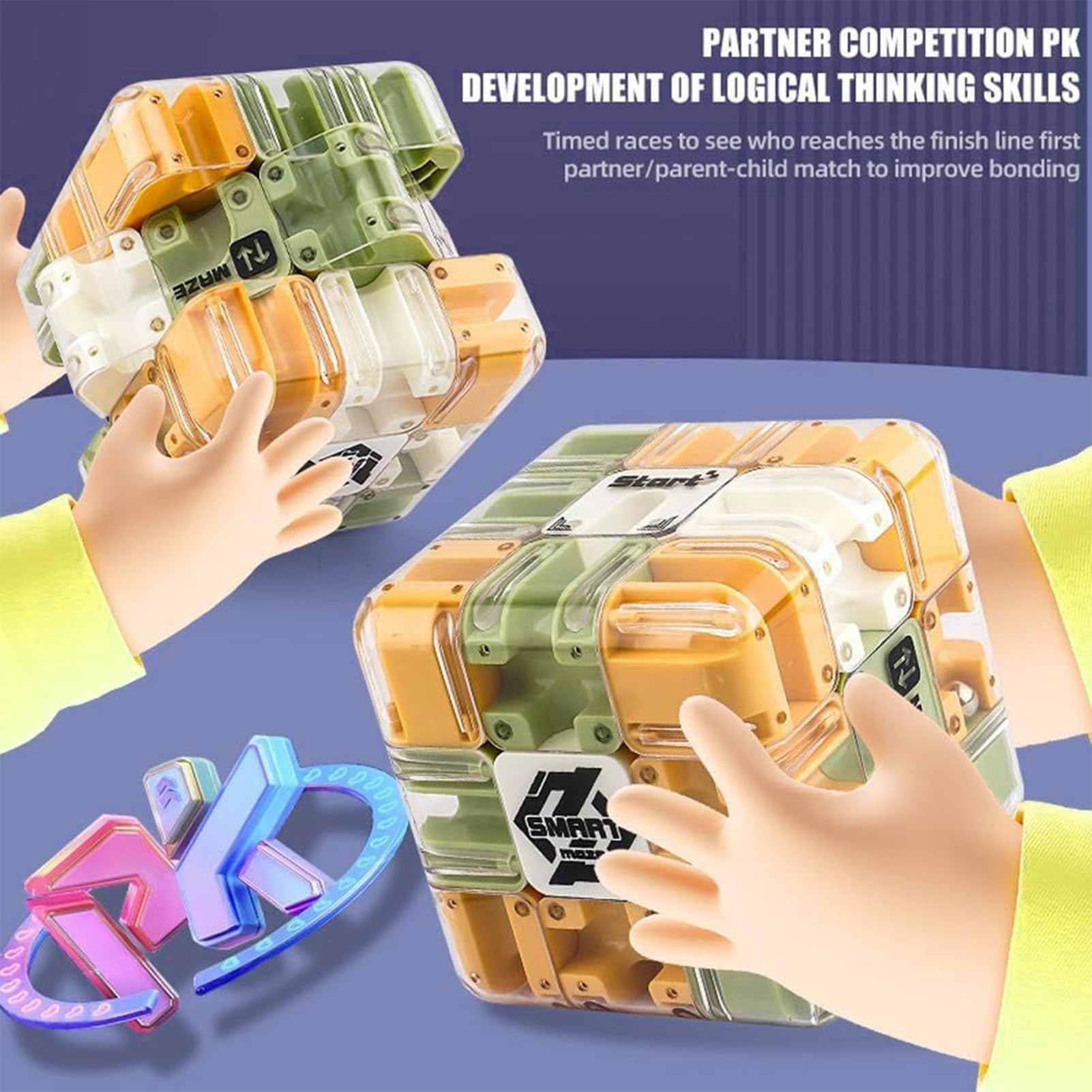 Cube Labyrinthe 3D Avec Bille - Puzzle éducatif Pour Stimuler Le Cerveau Et La Logique - 6.9 Cm - ABS