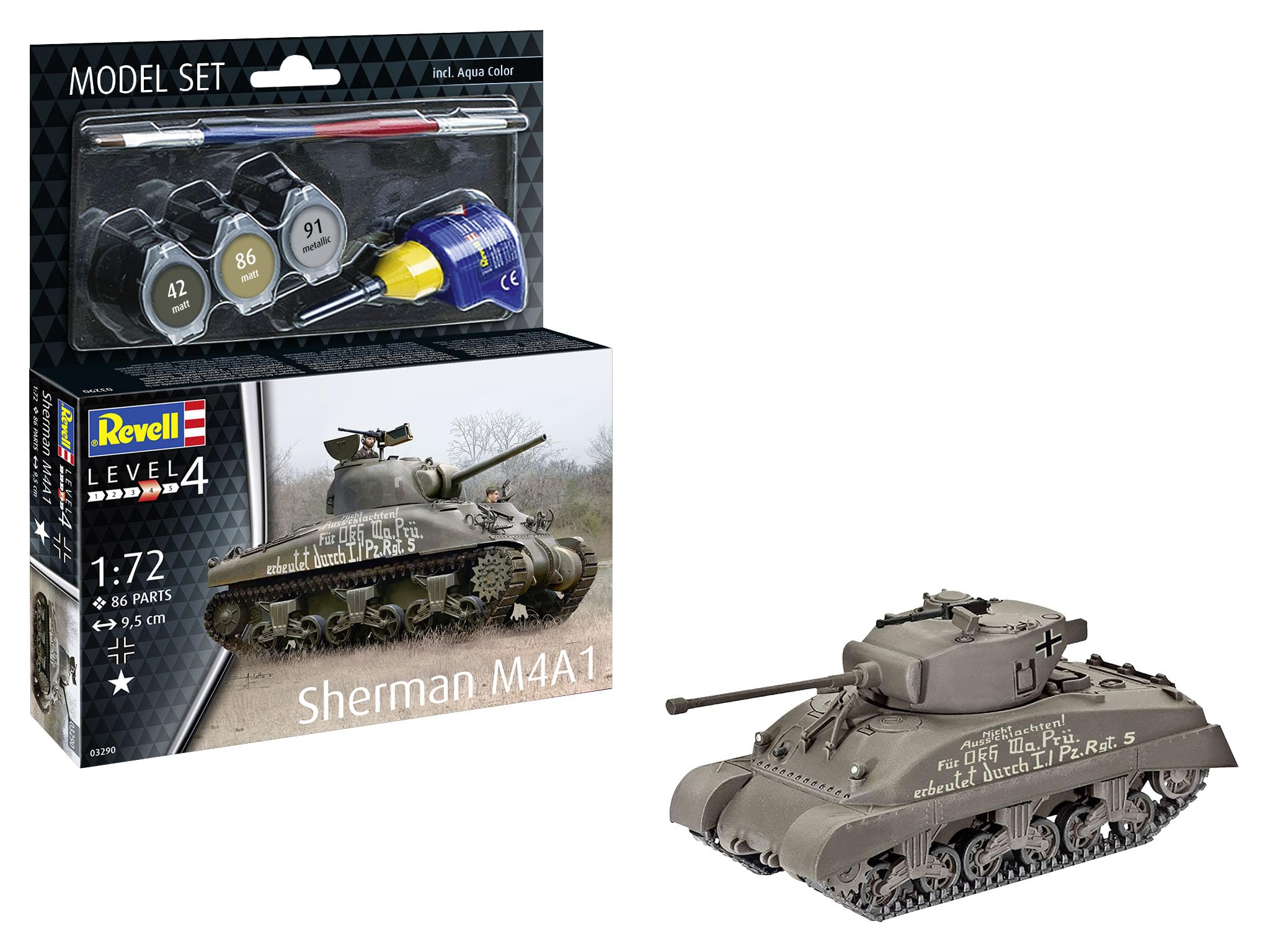 Amazon.com: Revell Model Set 63290 Sherman Tank M4A1 1:72 Scale