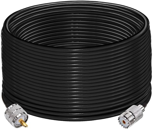 TUOLNK UHF PL259 Cable RG58 65.6ft(20M) PL259 SO239 Male to Female Extension Cable Low Loss CB Coax Cable Black for Two Way Radio CB Radio Wireless LAN Devices