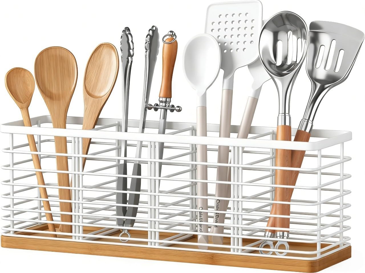 Kitchen Cooking Utensil Holder for Kitchen Counter, White