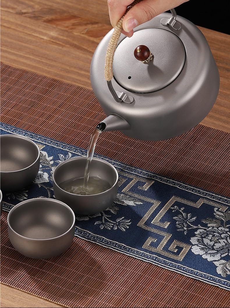 Echeson 1SET Pure Titanium Tea Set 400ML, Portable Coffee Pot for Home and Outdoor Use