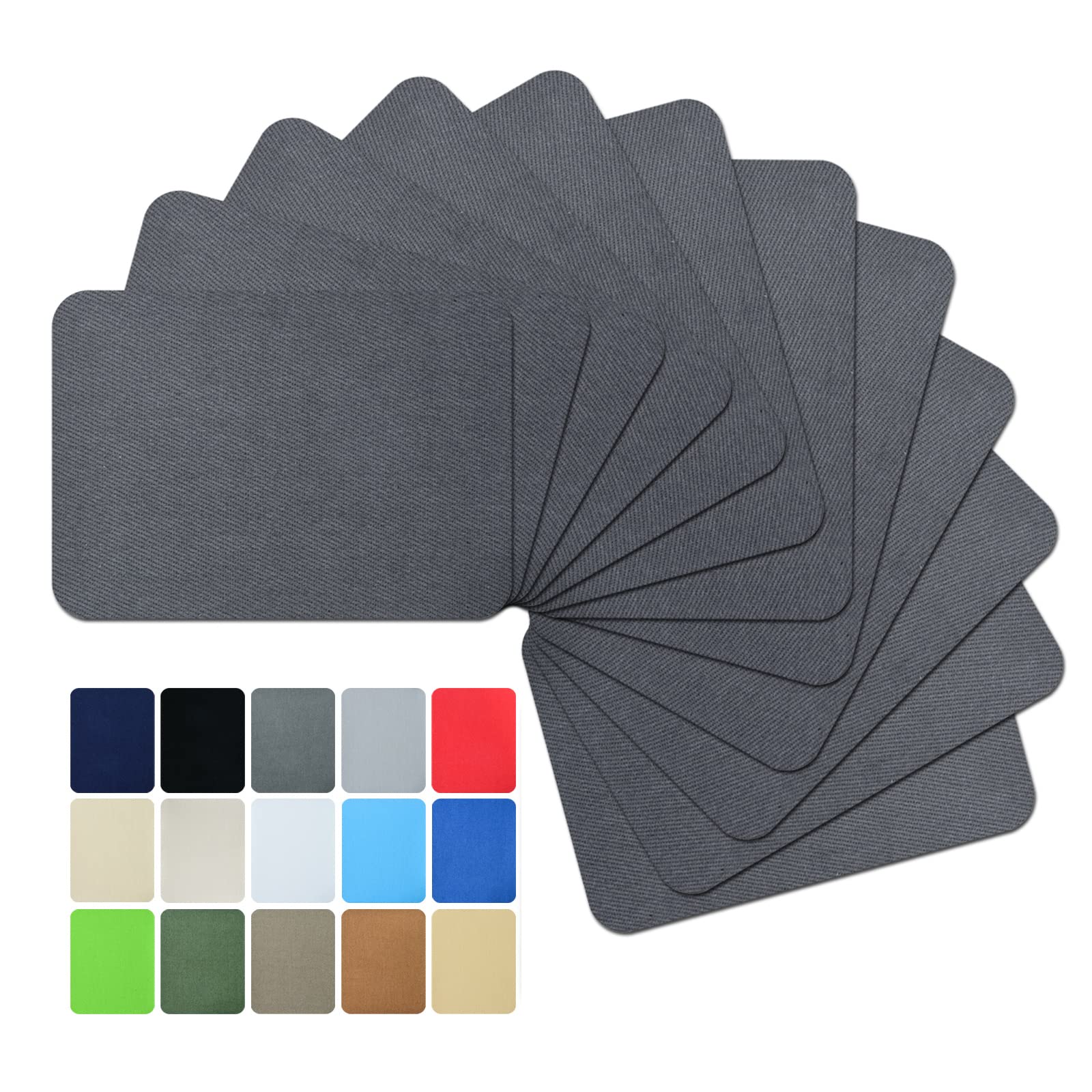 Premium Quality Fabric Repair Patches Iron-on Patches for Clothing Inside &amp; Outside Strongest Glue Cotton 3" by 4-1/4" (7.5 cm x 10.5 cm)… (12PCS-Dark Grey)