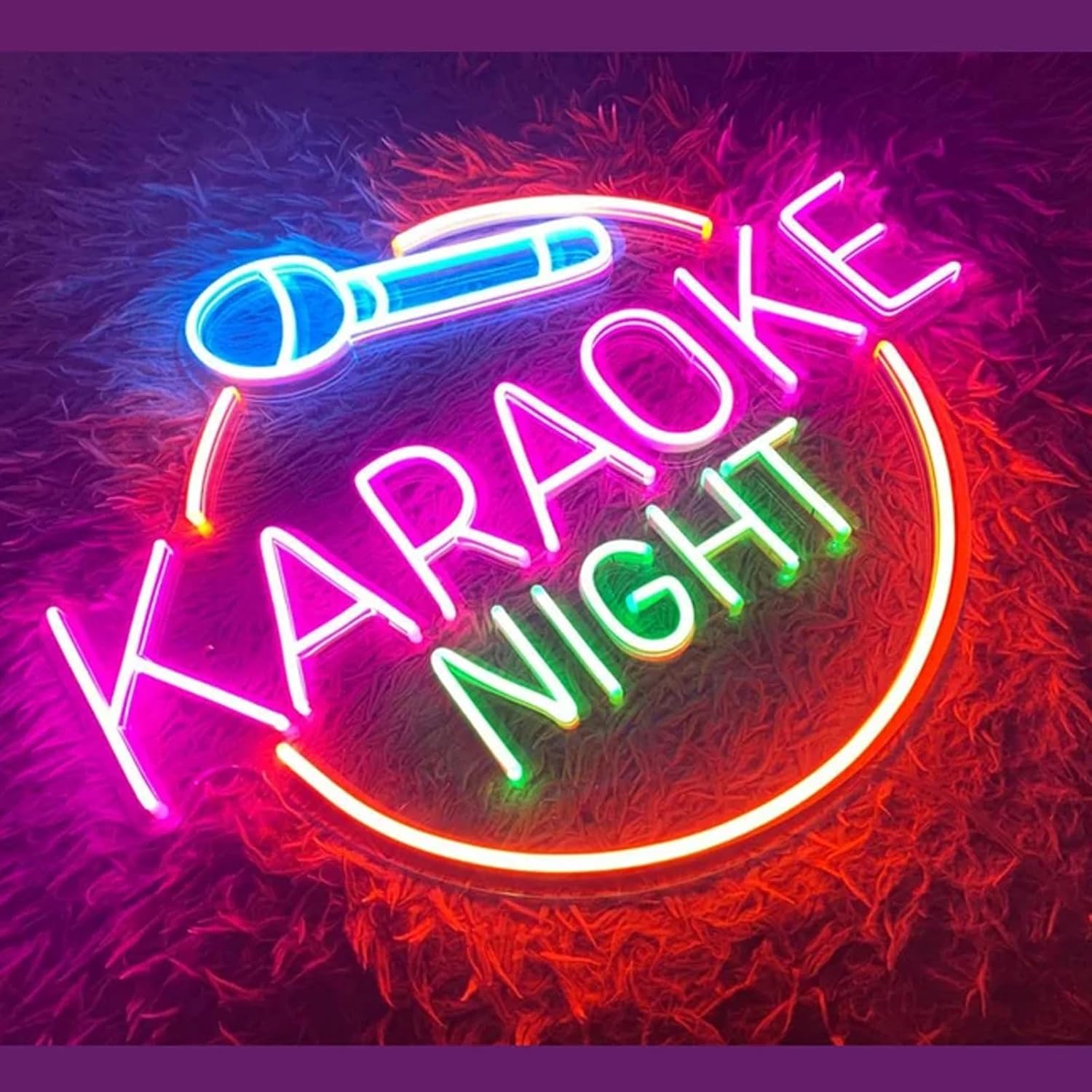 Karaoke Night Neon LED Karaoke Neon Light Up Signs Wall Decor for Home, Bedroom, Karaoke Party, Man Cave Size: 18inch