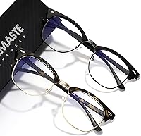 Vista 51 de Lentes de bloqueo de luz azul, vintage, medio marco, lente transparente UV, antifatiga ocular, gafas de juegos para computadora para mujeres