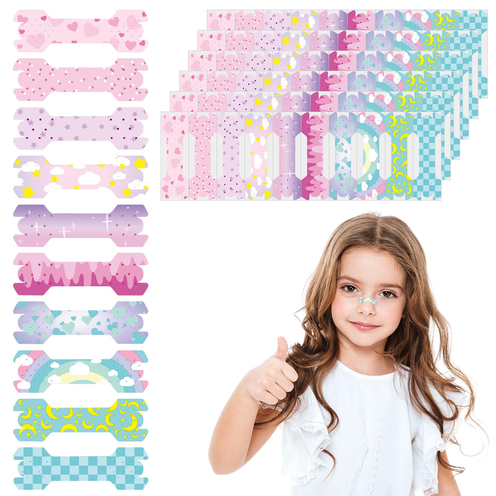 60 Pcs Small Size Pink Blue Kids Nose Strips 1 73 0 55 Girls Breathing Strips Nasal Strip