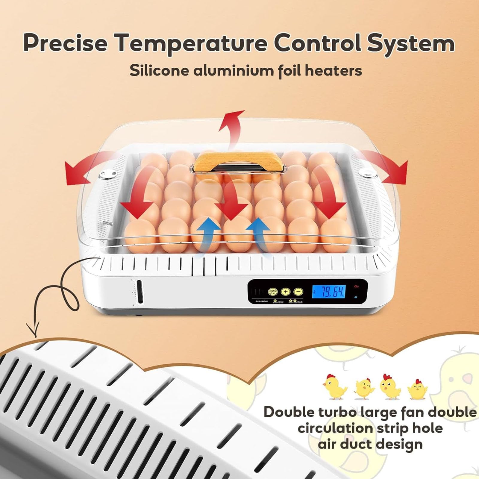 Incubadora automática de huevos para 35 huevos con control de temperatura y humedad, función de giro de huevos para incubar pollos, patos, gansos, codornices