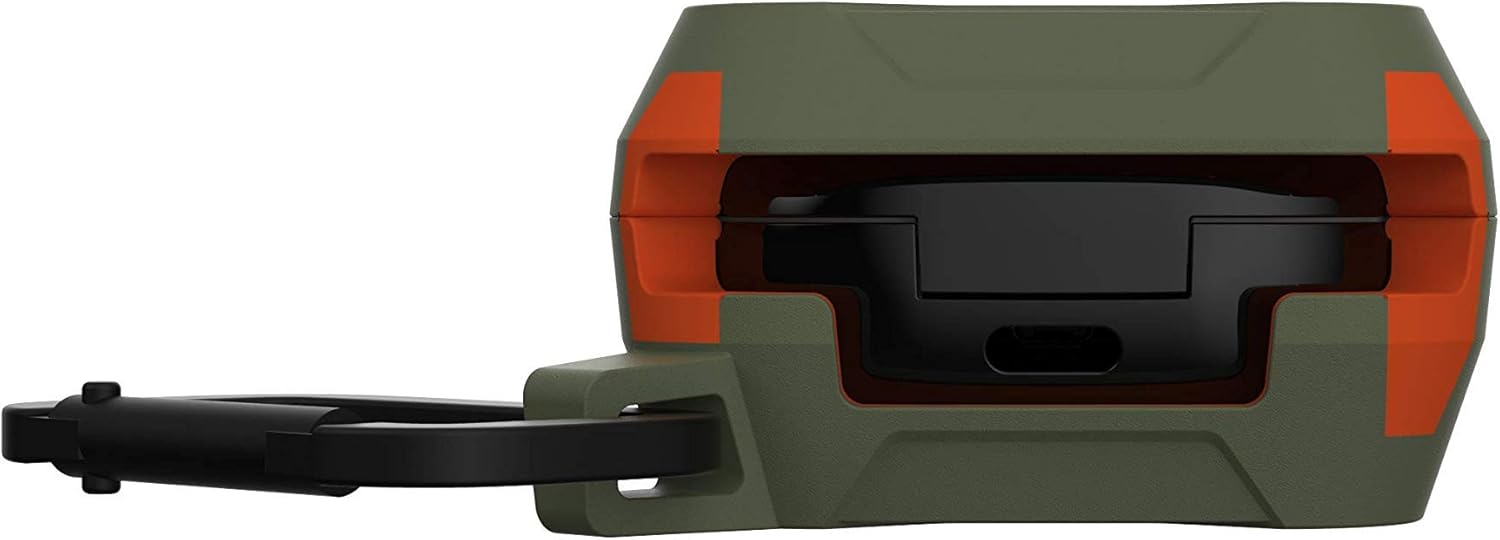 Urban Armor Gear UAG Case for Samsung Galaxy Buds Live/Galaxy Buds Pro (Olive/Orange) Bundle with Silicone Watch Strap for Samsung Galaxy Watch 46mm/Watch3 45mm, Fits 22mm Watch Lugs (Slate/Orange)