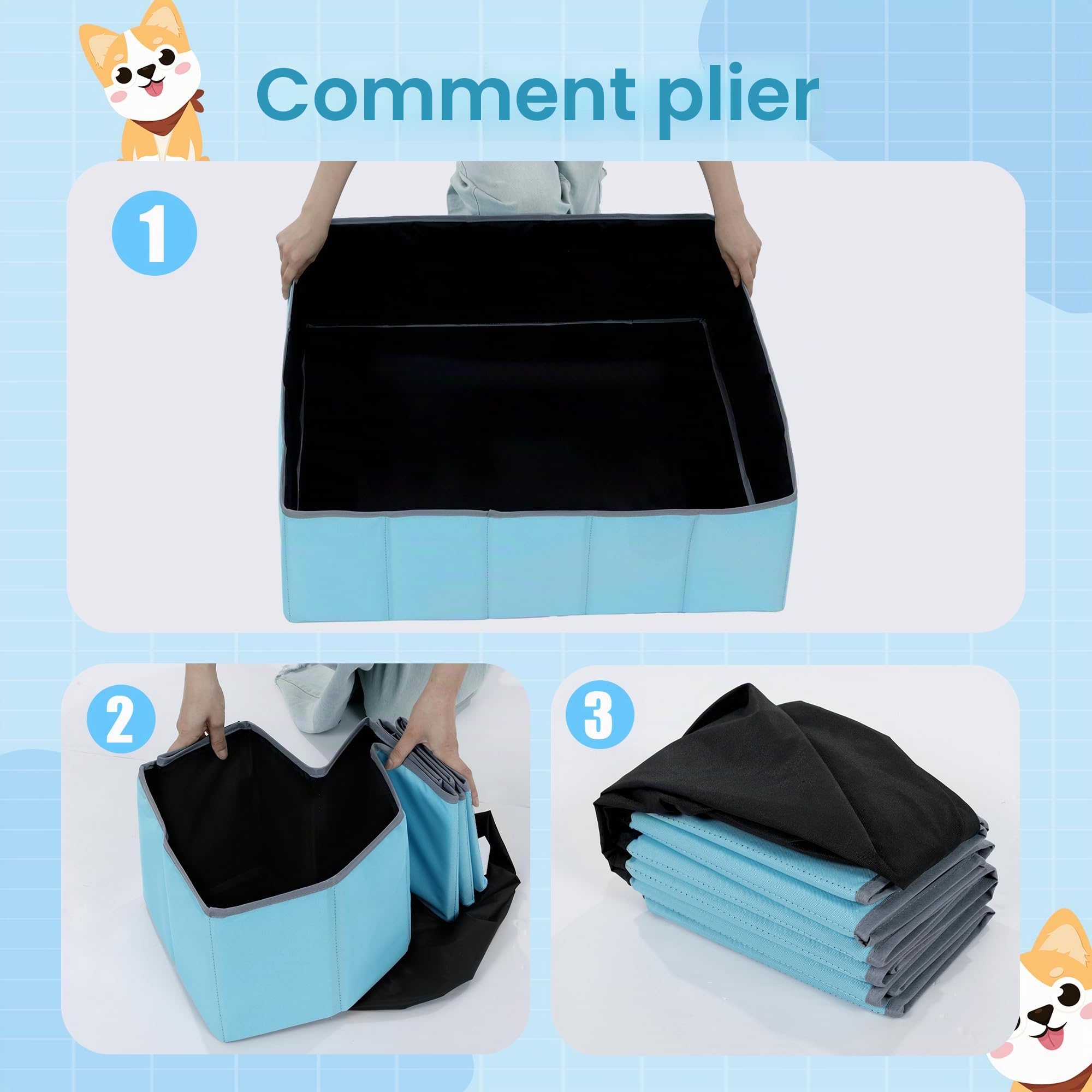 BALAPET Boîte de Mise Bas pour Chiens et Chiots, Parc de Mise Bas Pliable et Portable, Parc pour Chiot (Noir, carré, 94 x 94 x 30,5 cm)