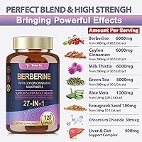 Vista 4 de Berberine Supplement with Ceylon Cinnamon, Milk Thistle - GLP-1 Supplement GLP Activate Natural Formula, Berberine Plus for Liver & Gut Health