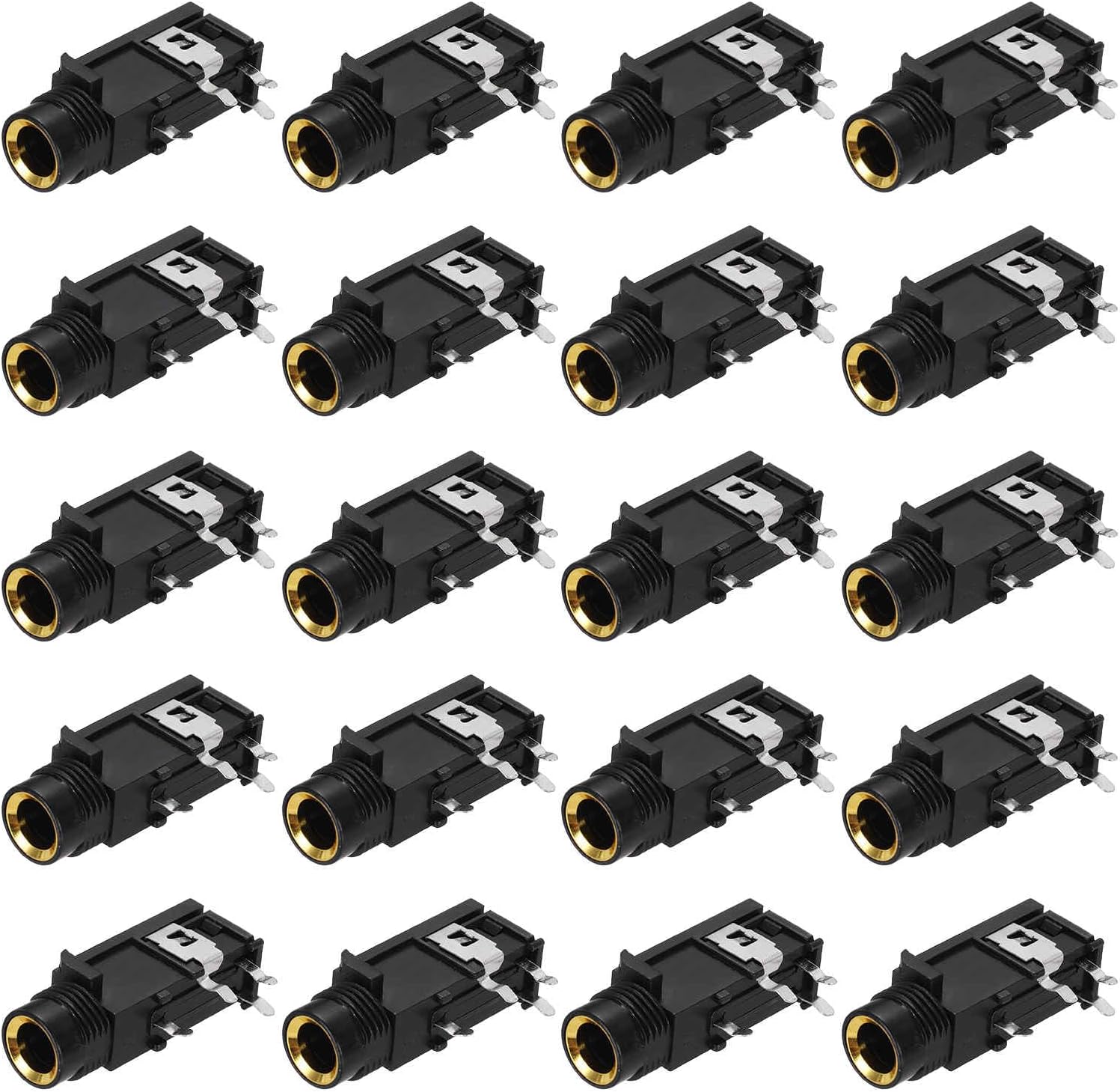 6 Conectores Jack Audio 6.35mm Estéreo 50V 4 Pines Hembra Chapado en Oro
