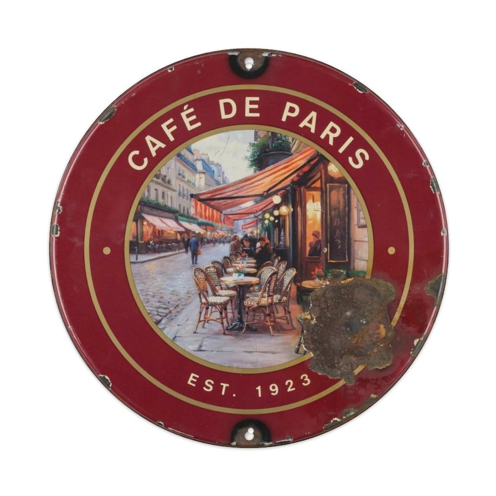 French Oil Painting Style. Metal Tin Sign Plaque