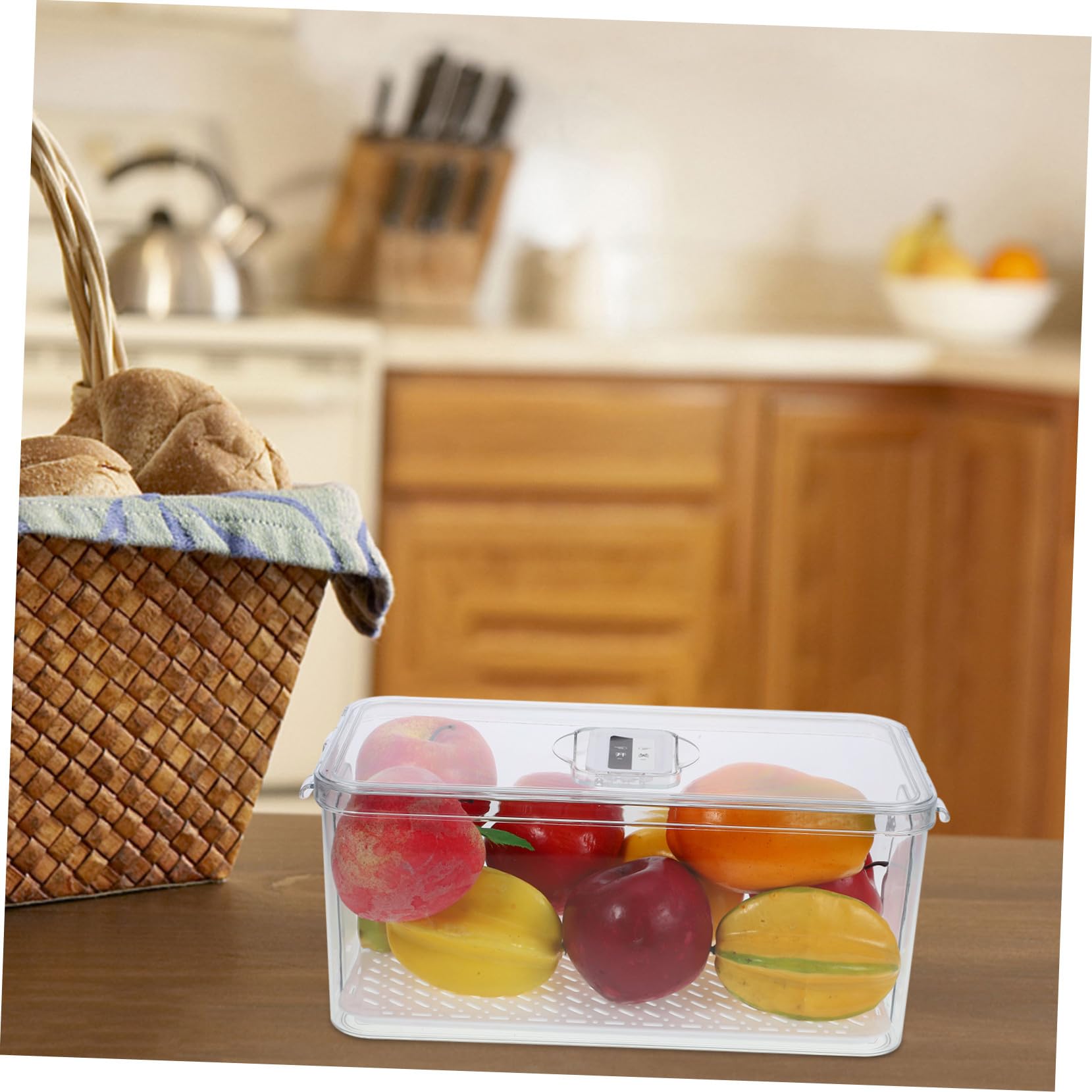 Caja de Almacenamiento Apilable con Bandeja de Drenaje para Refrigerador | Pet y Pp Reutilizables, Diseño para Alimentos y Carne, Organización Fácil con Tapa, Uso en Congelador