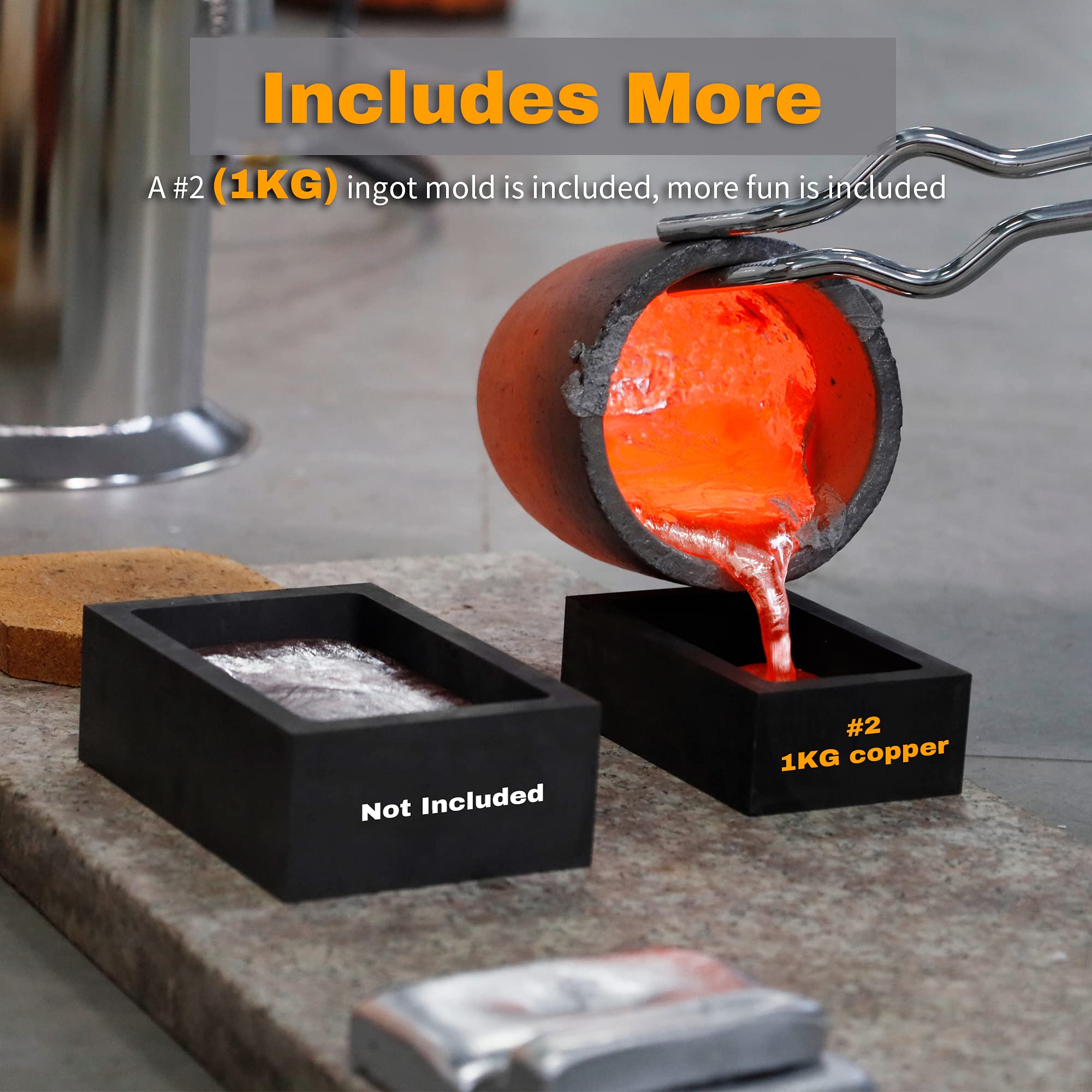 Nelyrho 6KG Melting Furnace Kit With Ingot Mold - 135,000 BTU Stainless Steel Foundry For Metal Casting