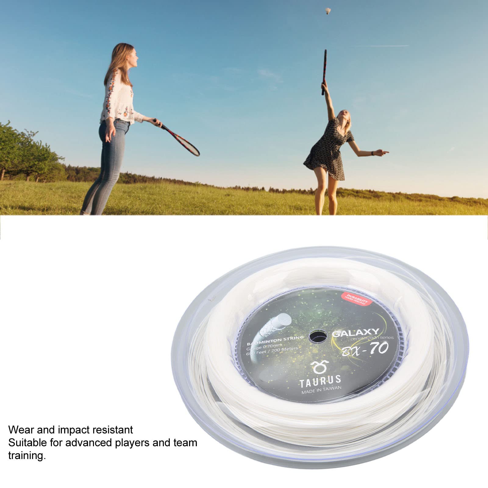 Buachois Badmintonschlägersaite, 200 M, Hochelastische Badmintonsaite, 0,7 Mm Haltbarkeit, Badmintonschnur Für Badmintonschläger, Federbälle
