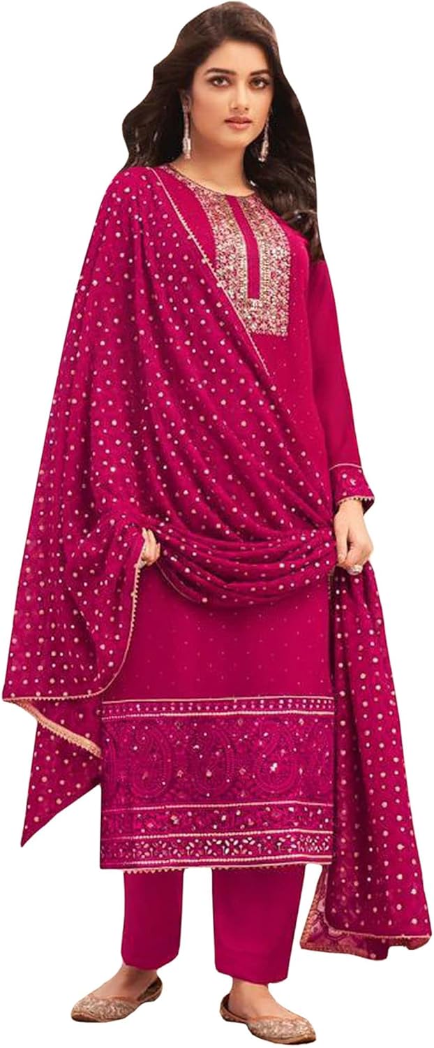 Diwali Special Indian Pakistani Designer Unsewn Salwar Kameez Palazzo Pant Dupatta Suits