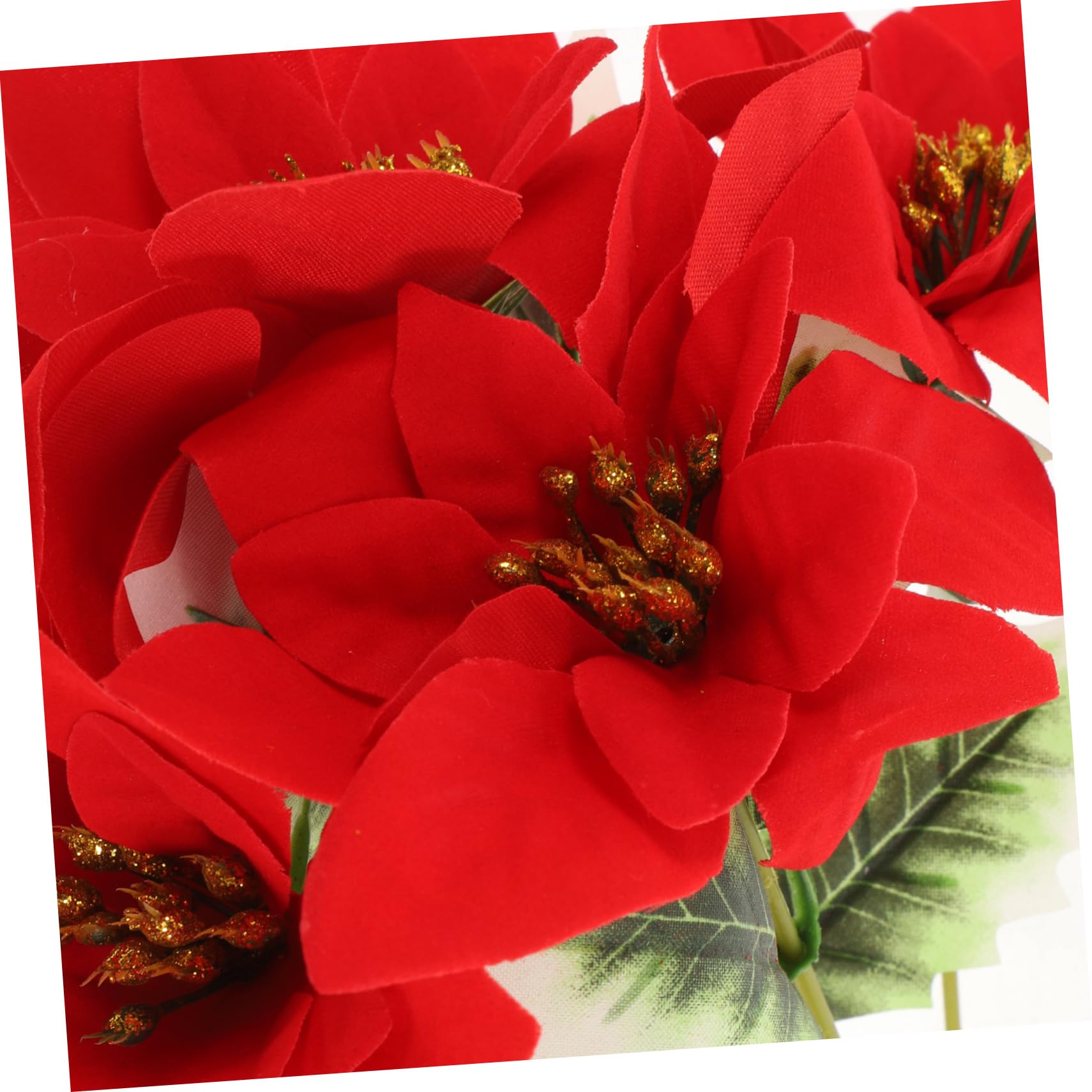 4piezas Flores Artificiales De Poinsettia para Decoración Navideña para De Mesa y Interiores