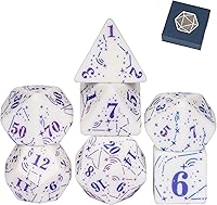 Vista 11 de Juego de dados de resina para DND, juego de 7 dados poliédricos negros D&D rellenos con papel de colores brillantes para juegos de rol