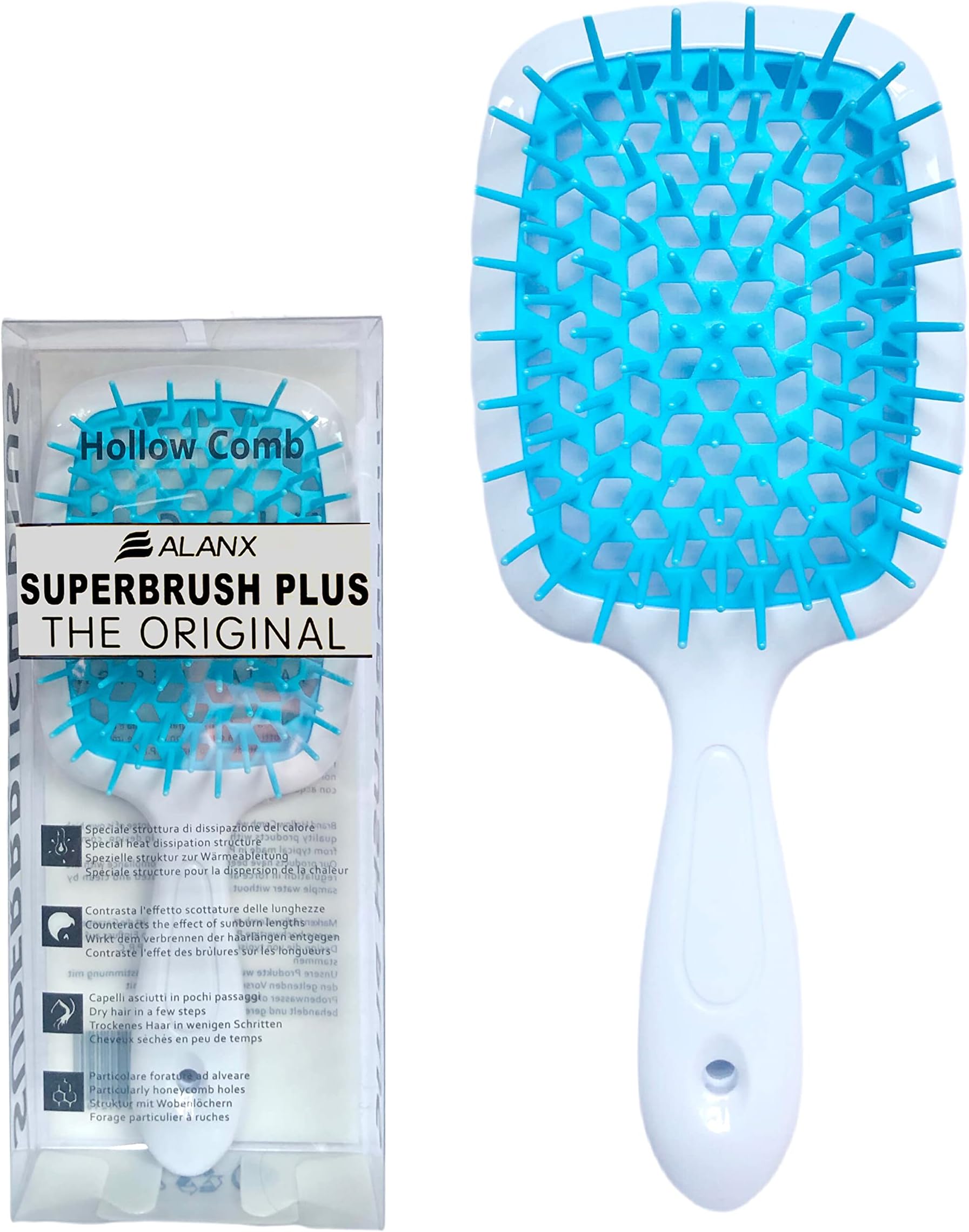 Detangler Hairbrush ,Massage Curl Comb,Detangling Hair Brush for Women, Girls and Kids for Wet, Dry,Fine, Curly, Thick and Long Hair (WHITE/BLUE)