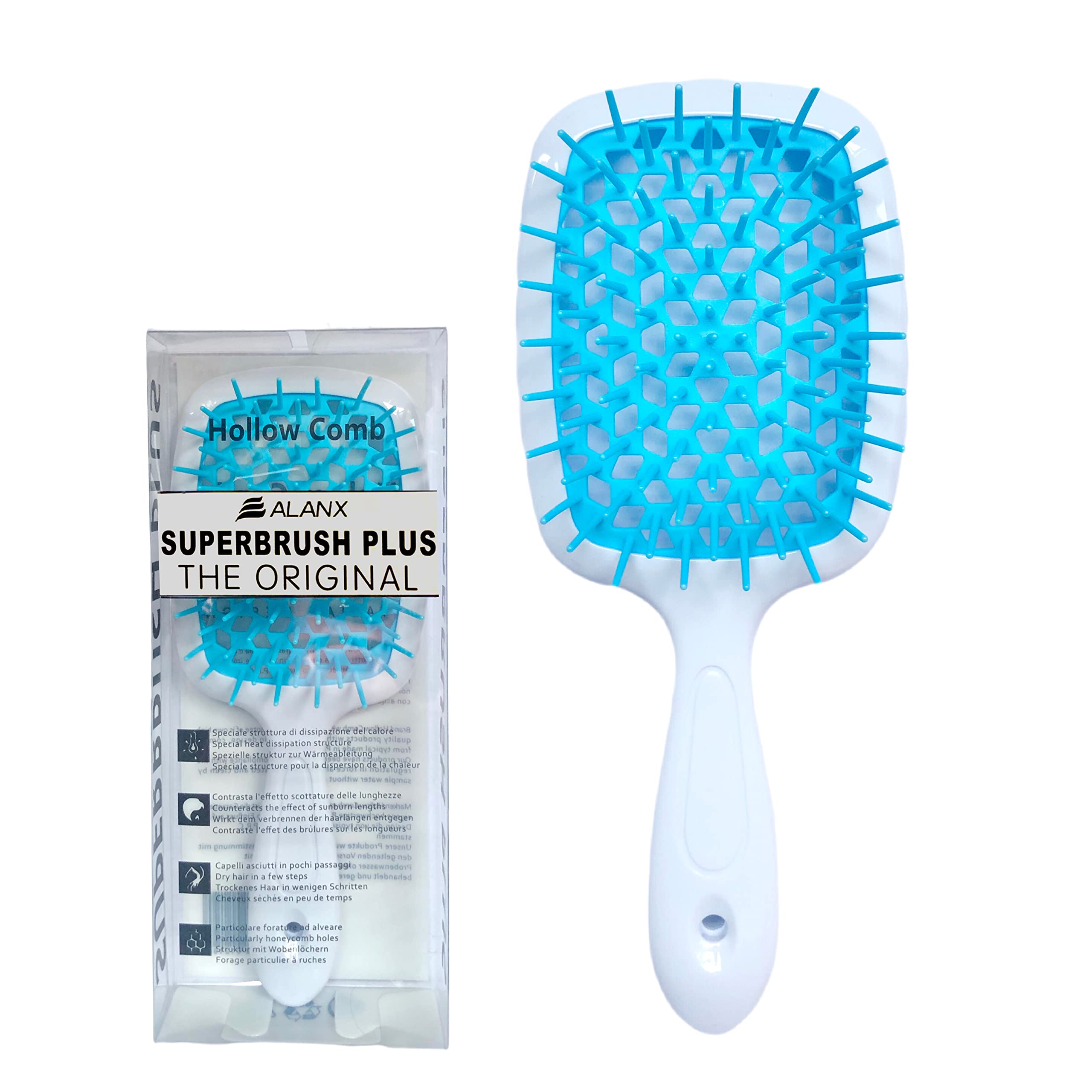 ALANX Detangler Hairbrush ，Massage Curl Comb，Detangling Hair Brush for Women, Girls and Kids for Wet, Dry，Fine, Curly, Thick and Long Hair (WHITE/BLUE)