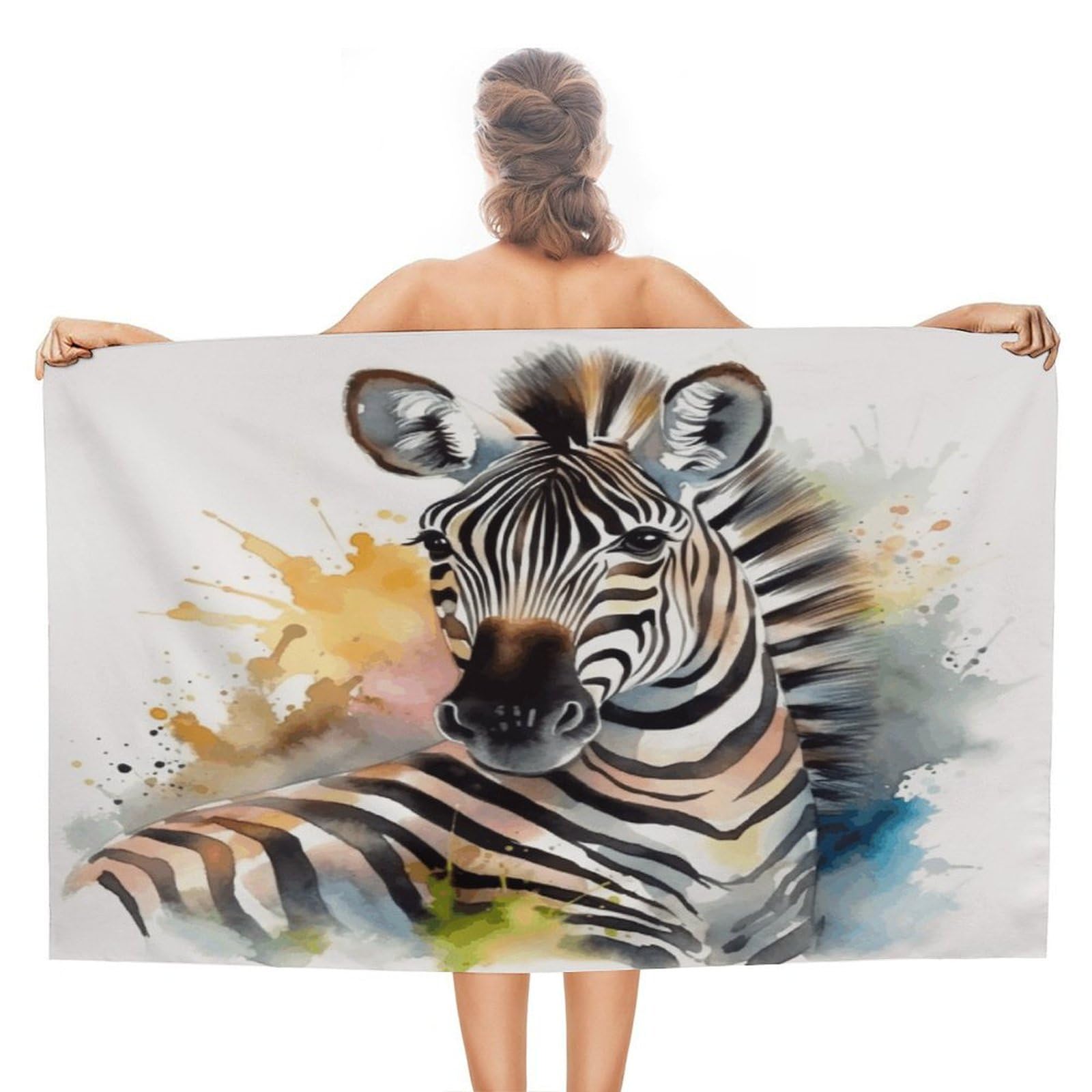 VstaDank Cute Zebra Watercolor Beach Towels Super Absorbent Soft Lightweight Towel Large Stylish Swim Pool Towels Quick-Dry Oversize Bath Towel Travel Blankets for Adult Vacation&Gift