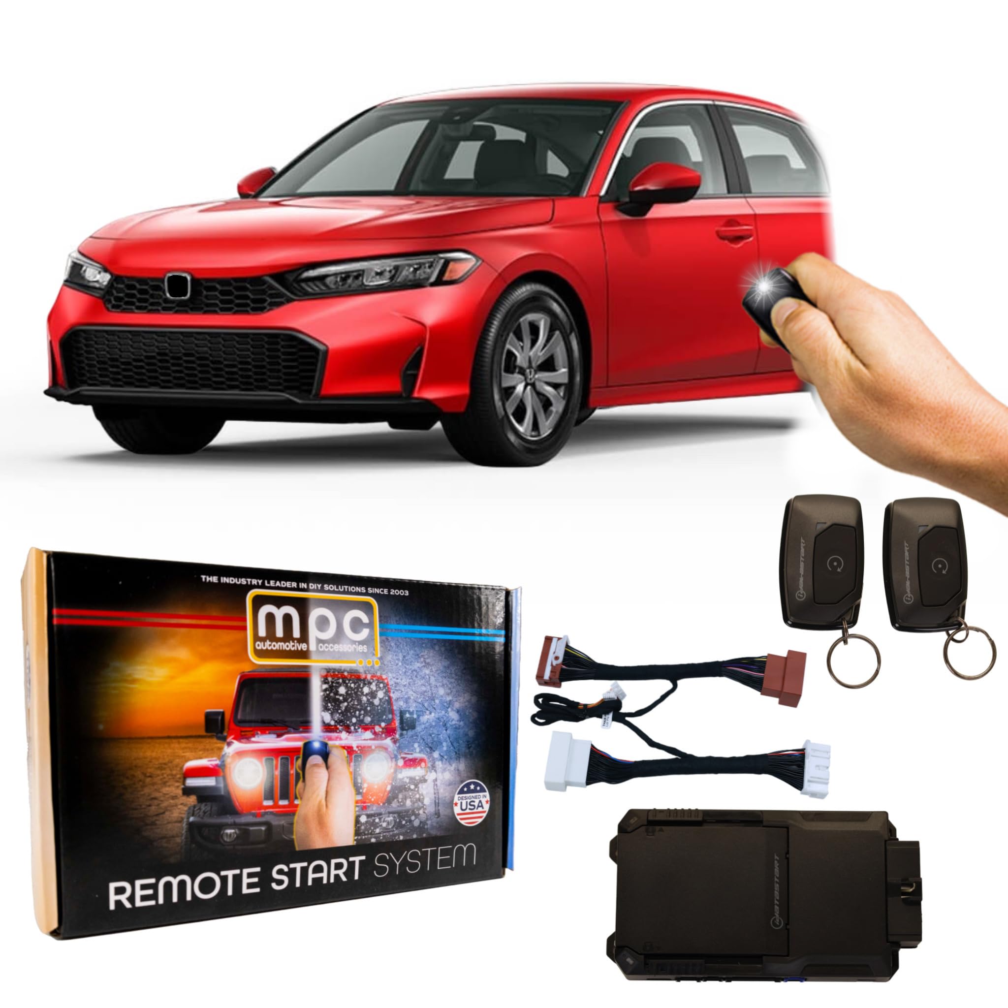 MPC Remote Start Kit Compatible with Honda Civic 2022-2025 || 2-Way 1-Button Remotes Long Range || Plug and Play || No Wire Splicing || USA Tech Support