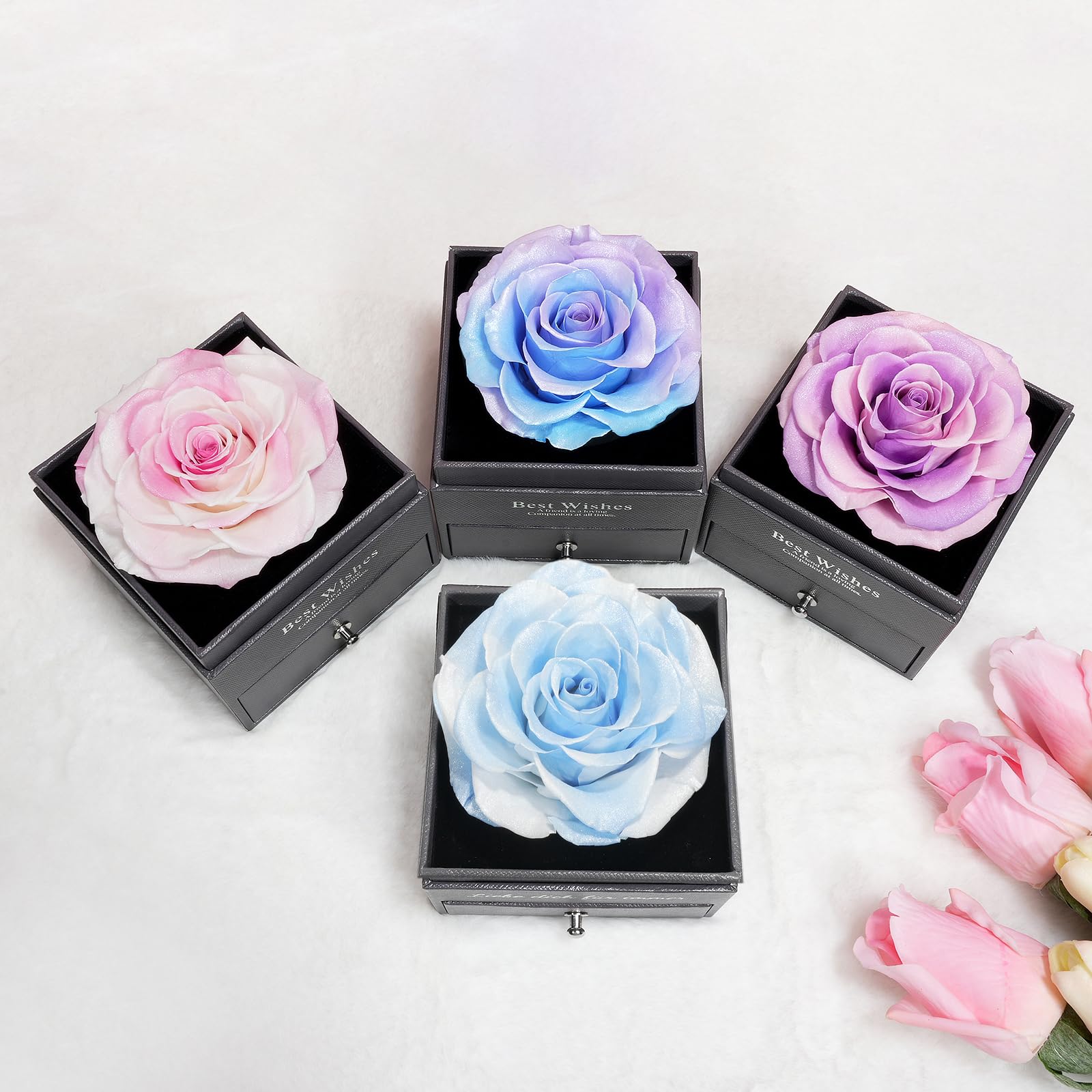 Sunia Festa della Mamma Idee Regalo, Vera Rosa Eterna con Collana Argento 925 Donna, Migliore Mamma del Mondo, Rosa Eterna Stabilizzata, Regalo Donna Compleanno