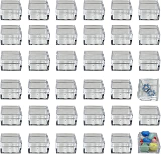 50 Pcs 1x1x0.6 Inch Clear Square Storage Box with Lid for Jewelry Crafts | Small Plastic Beads Boxes Little Trinkets Nail Supplies Storage