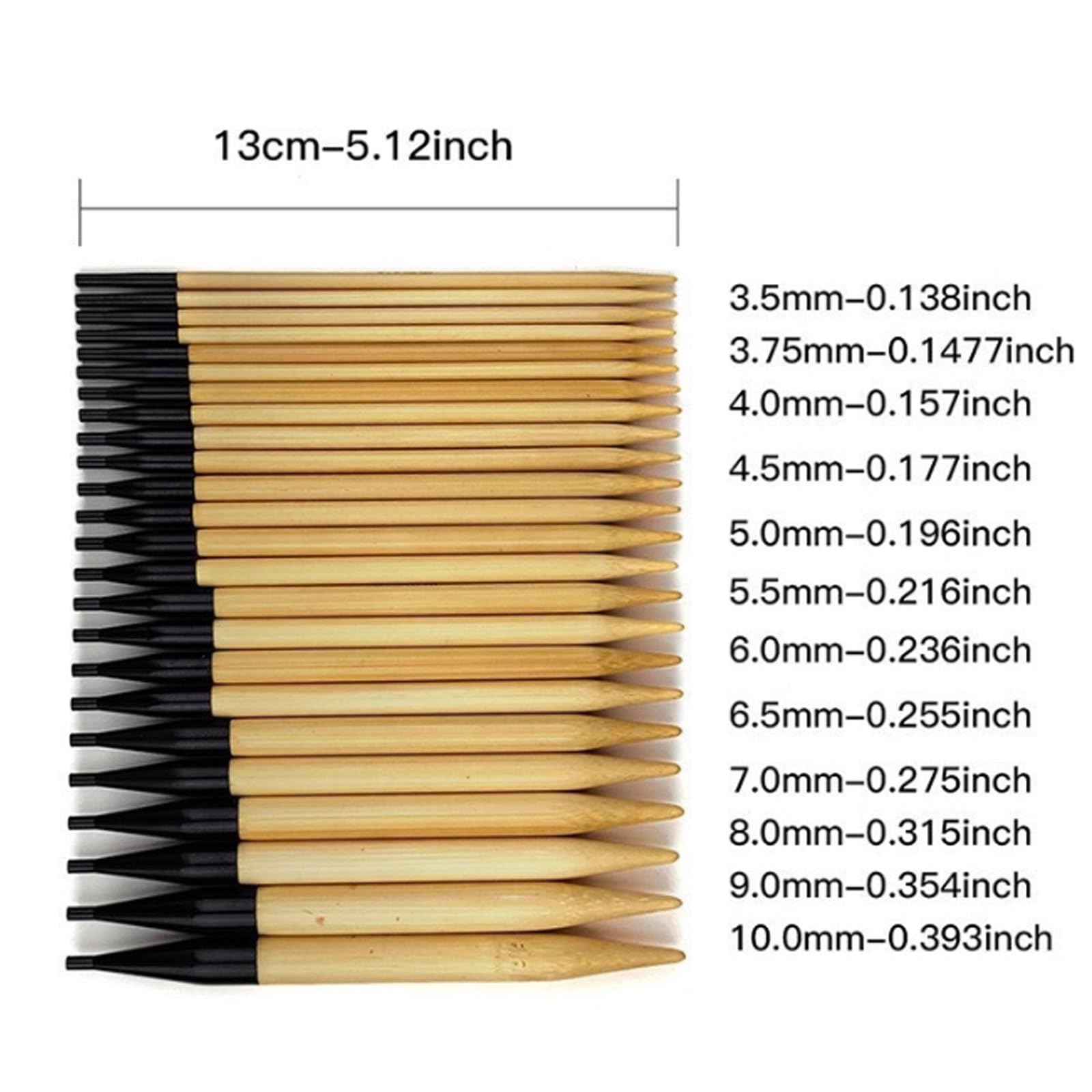 12 Pares de Agujas de Tejer de Madera, Juego de Agujas de Tejer Circulares Intercambiables de 3, 5-10mm con Bolsa de Almacenamiento para suéteres, Bufandas, tamaño