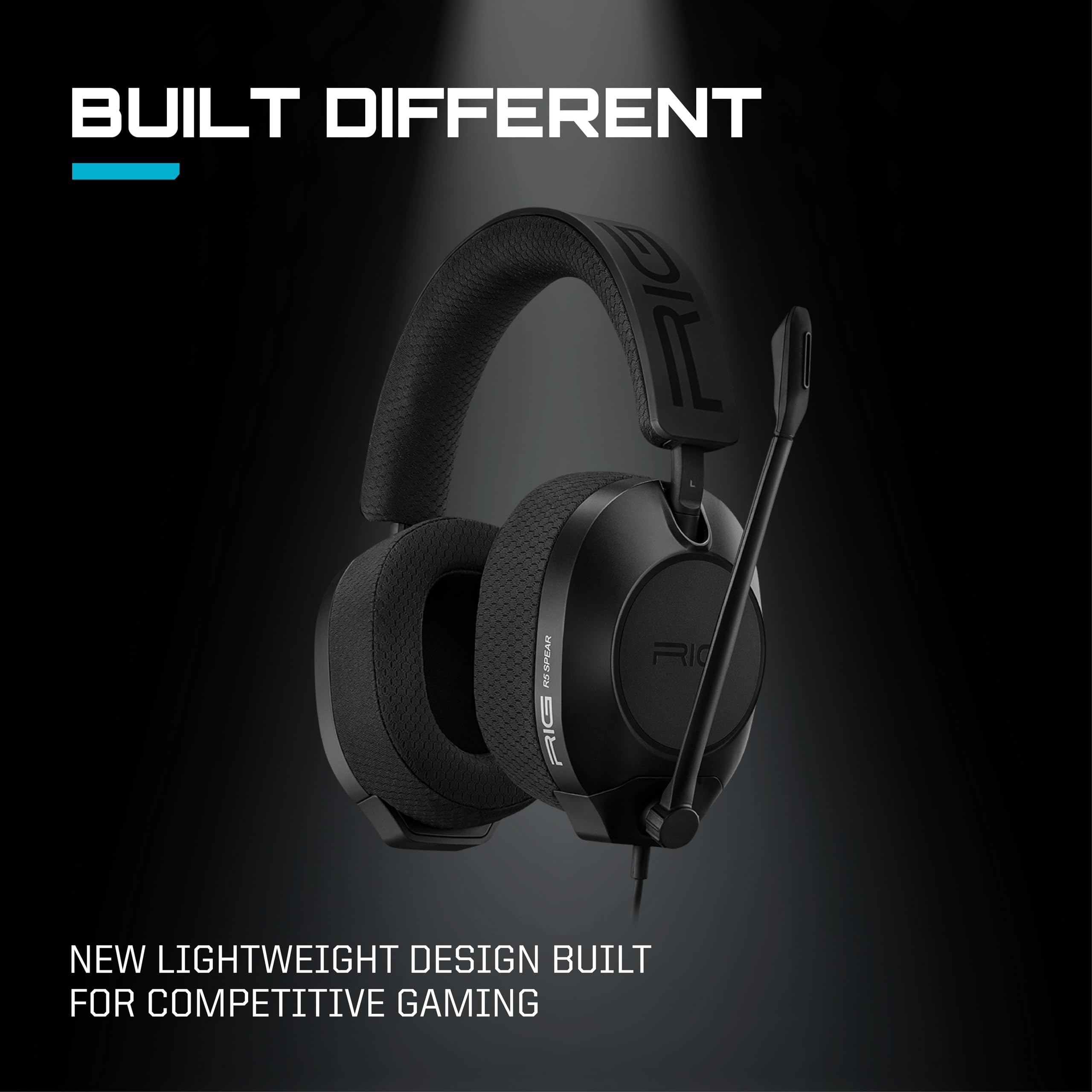 RIG R5 Spear PRO HC - Cuffie da gioco multipiattaforma cablate per PS5, PS4, Xbox Series X|S, Nintendo Switch/Switch 2, PC, driver in grafene da 40 mm, audio Dolby Atmos 3D, microfono flip-to-mute