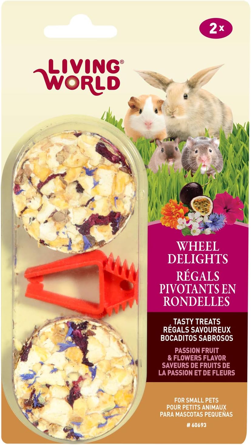 Living World 2-Pack Small Animal Wheel Pet Treat Delights, 2.4-Ounce, Passion Fruit/Flowers