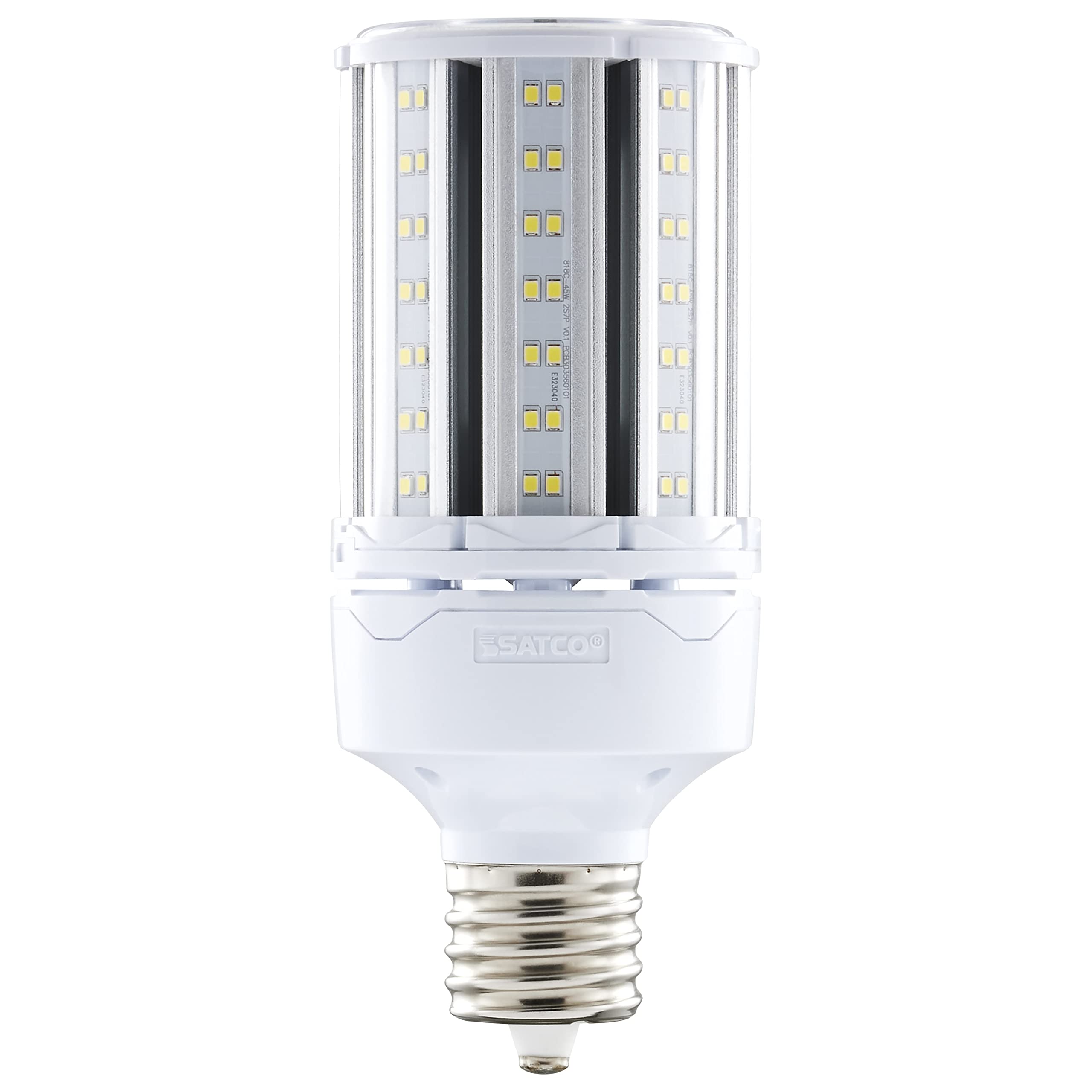 Satco S49673 Corncob LED HID Light Bulb Mogul Extended Base 45W 35000 Hour Rating 6165L Cool White