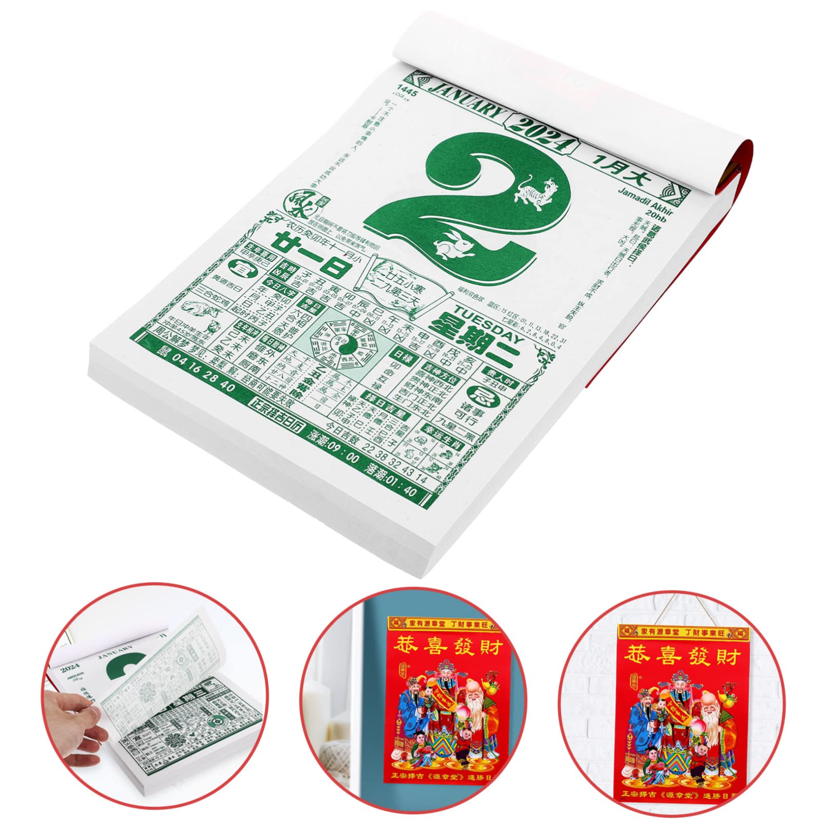 Calendario annuale, calendario da parete, 4 pezzi 2024 Vecchio Almanacco Calendario da tavolo Anno lunare Calendario da parete 2024 Calendario del drago Calendario tradizionale cinese Drago Anni Calen