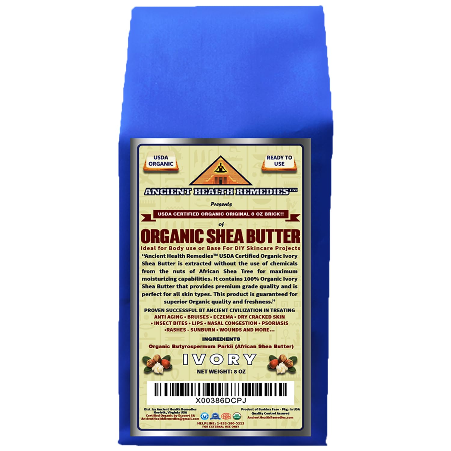 USDA Certified Organic Unrefined Raw AFRICAN IVORY SHEA BUTTER BLOCKS/JAR Bulk Size Grade A for Anti Aging, Dry Skin, Base for DIY Body Butter, Beauty, Skin Moisturizer & Hand Cream