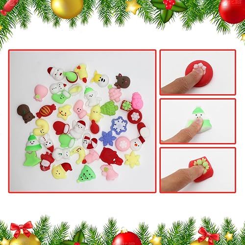 Miniatura 2 de 45 juguetes esponjosos Mochi de Navidad, juguetes esponjosos para aliviar el estrés para niños y niñas, regalos de fiesta de Navidad