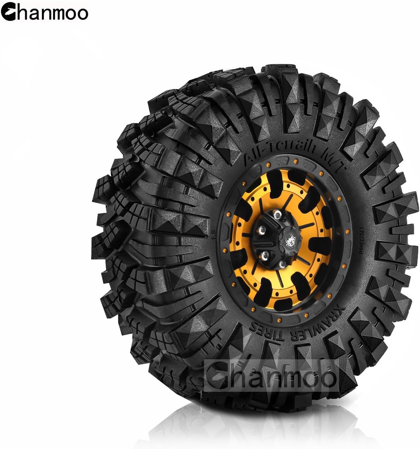 1.9 Crawler Tires And Beadlock Wheels Rims OD 110mm 1/10 RC Soft Rubber Mud Slingers Tyres For 1:10 Scale RC Rock Crawler Car Traxxas TRX4 Axial SCX10 II RC4WD D90 TF2 Tamiya CC01 Gen8 4PCS