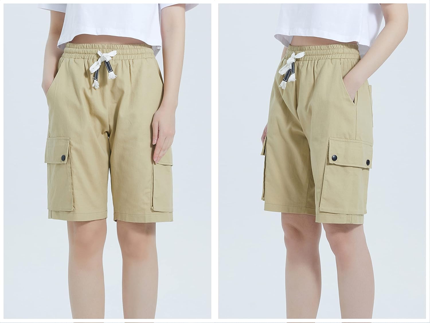 VtuAOL Women's Cargo Shorts Casual Elastic Waist Comfy Relaxed Fit Shorts - Image 2