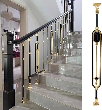 37.4in Stair Balusters Railing Spindles, Metal Stair Spindles for Staircase Indoor for Steps, with Adjustable Brackets and Installation KitSize1 Pcs,ColorStyle-2