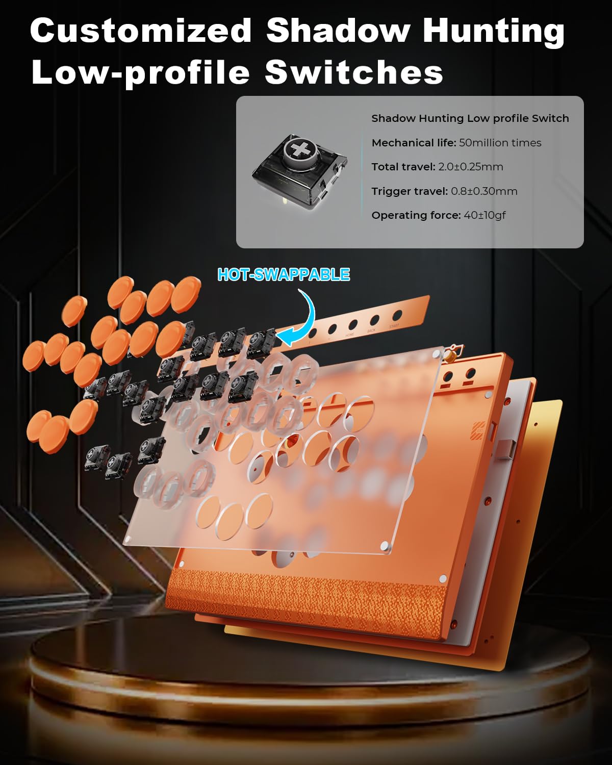 Leverless Controller Arcade Stick: Magnetischer, hebelloser Arcade-Stick mit RGB-Felgen, Premium-Haute42 C16 Arcade-Controller für PC/PS4/Switch-Spiel mit Sperrtaste, unterstützt Hot Swap und