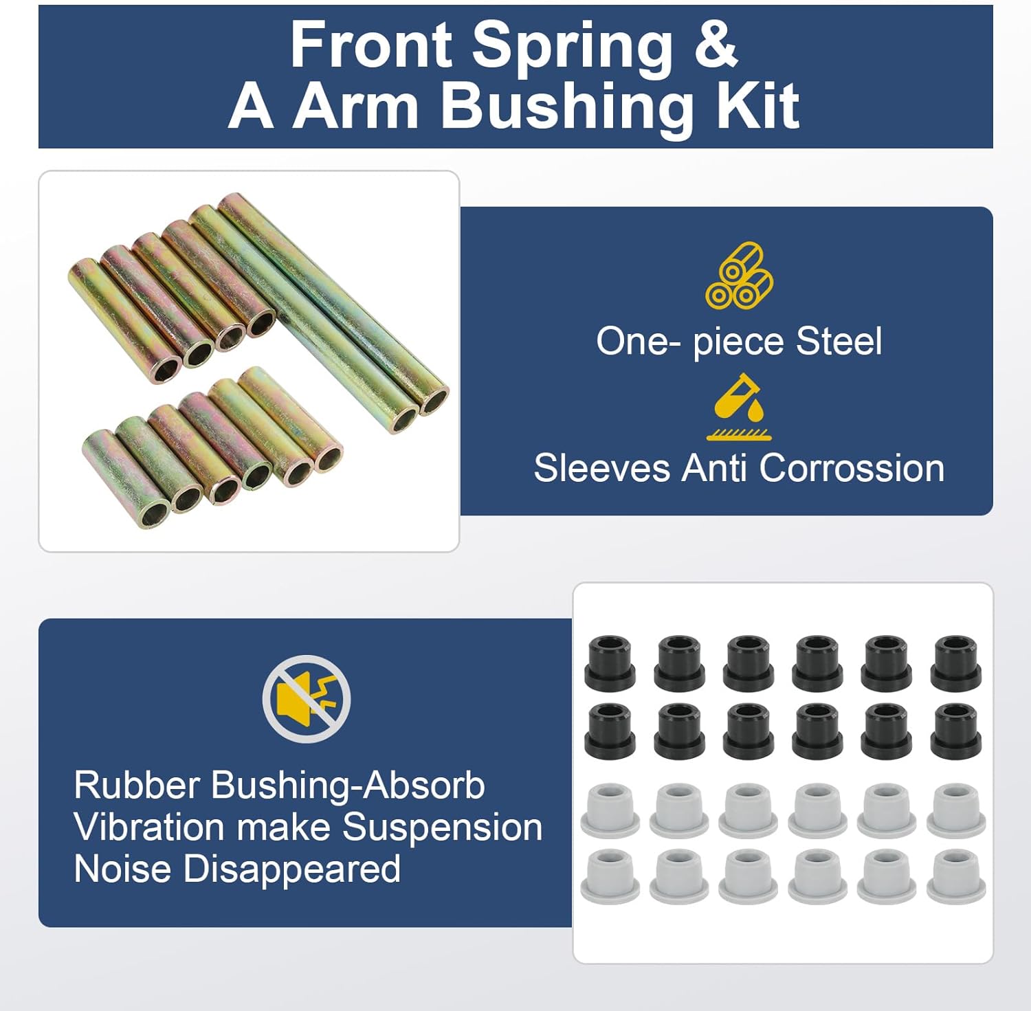 CARMOCAR Golf Cart Precedent Front Repair kit Replacement for 2004 Up Club Car Precedent Gas Electric Including Front Wheel Hub King Pin Bearing Bushing Spring Full Set 102357701, 102289701