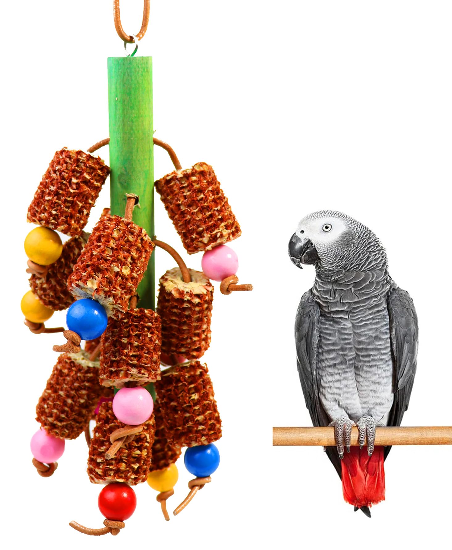 Hyamass Bird Chew Toys for Parrots - Safe Durable Natural Corn Cob Chewing Toy for Cockatiels, Conures, Lovebirds, Macaws, African Grey & Cockatoos |