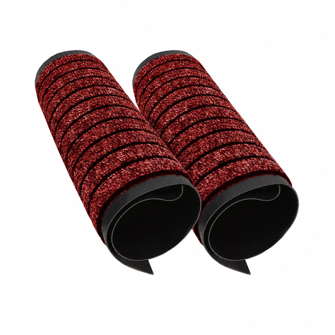 ZIYA HOMES Rubber Door Mat (2 Pack) - Heavy Duty Non-Slip Indoor Outdoor Floor Mat, Dirt Trapper Entrance Mat for Front Door, Garden, Kitchen & Hallway (Red, 80x300 cm)
