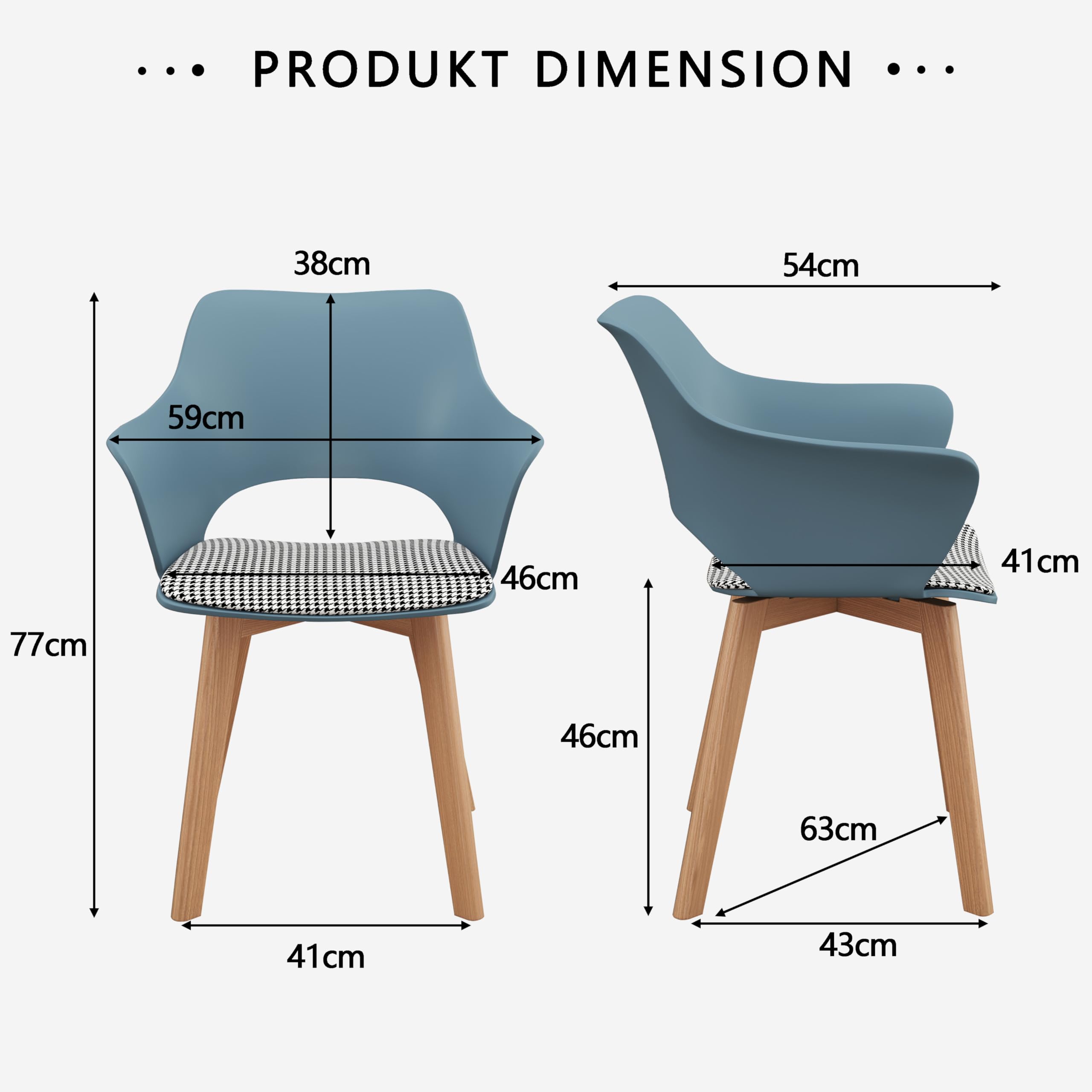 GrandCA HOME Set di 4 Sedie da Cucina Nordica Sedia da Pranzo con Gambe in Legno Massello, Sedie Imbottite per Camera da Letto, Soggiorno, Cucina,Miscela-2-N
