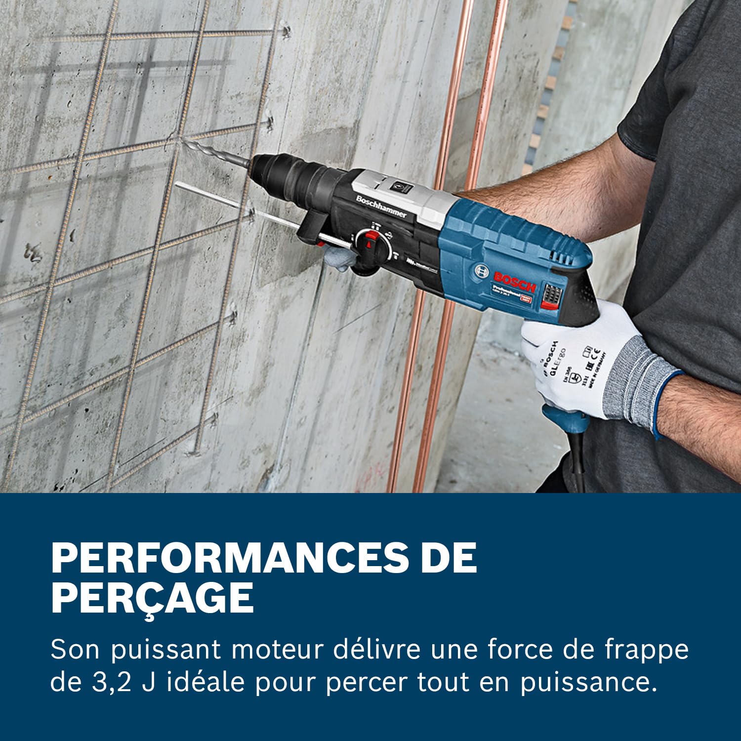 Bosch Professional perforateur GBH 2-28 F (avec poignée auxiliaire, butée de profondeur 210 mm, chiffon, mandrin automatique, mandrin interchangeable SDS plus, coffret de transport) - 2