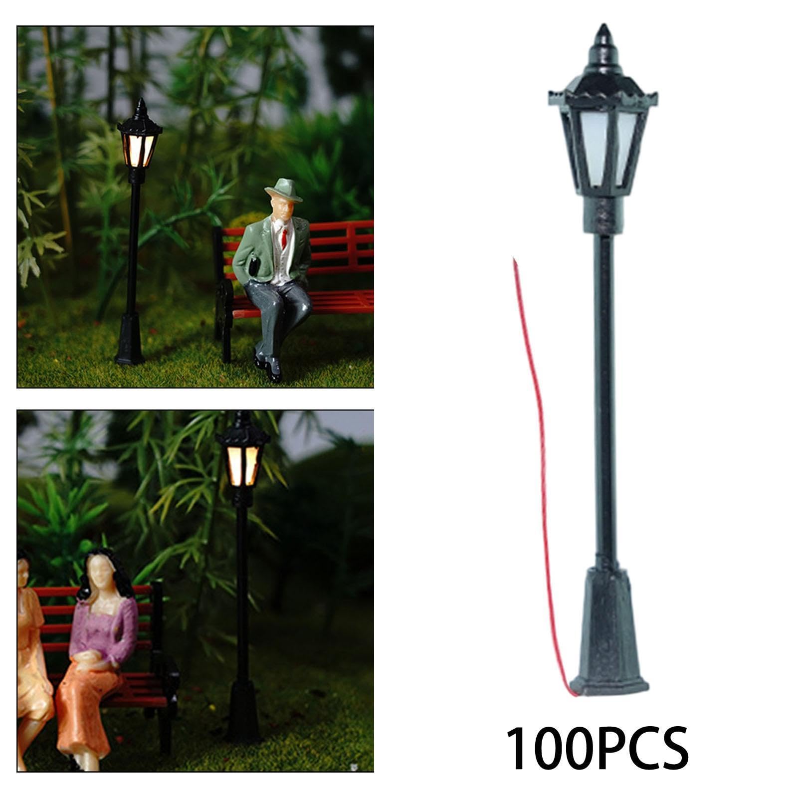 10 Stück Modellbahn Lampen Mini Straßenlaternen Modell Zubehör Europäisches Design Pp Material für Landschaftsgestaltung Modellbau Dioramen, 100 Stück