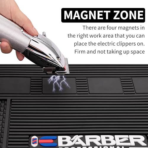 Miniatura 3 de Tapete magnético de peluquería para estación de peluquería, tapete organizador para herramientas de estación de peluquería con 6 ranuras para